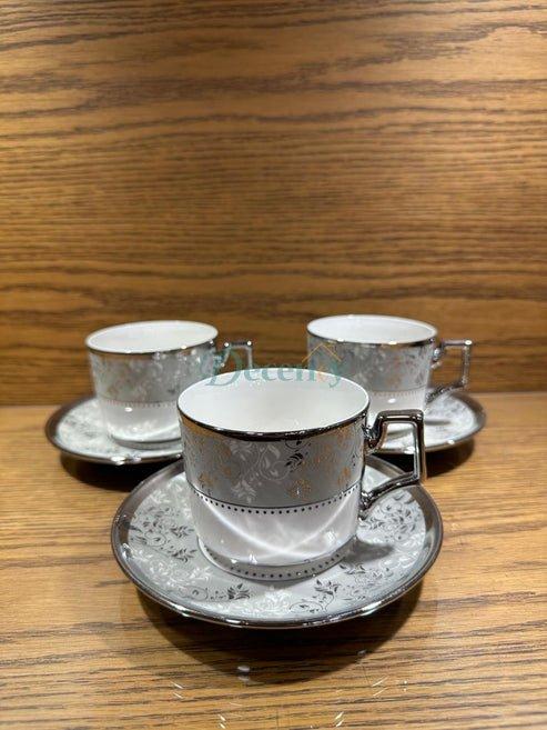 Coffee Mug Tea Set of 6 Cup and Plate Small ( 5 )