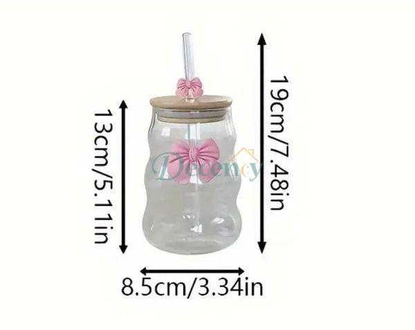 Bow Coffee Glass with Straw and Lid