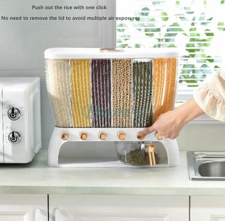 6 Compartment Cereal Dispenser Storage Organizer 10KG