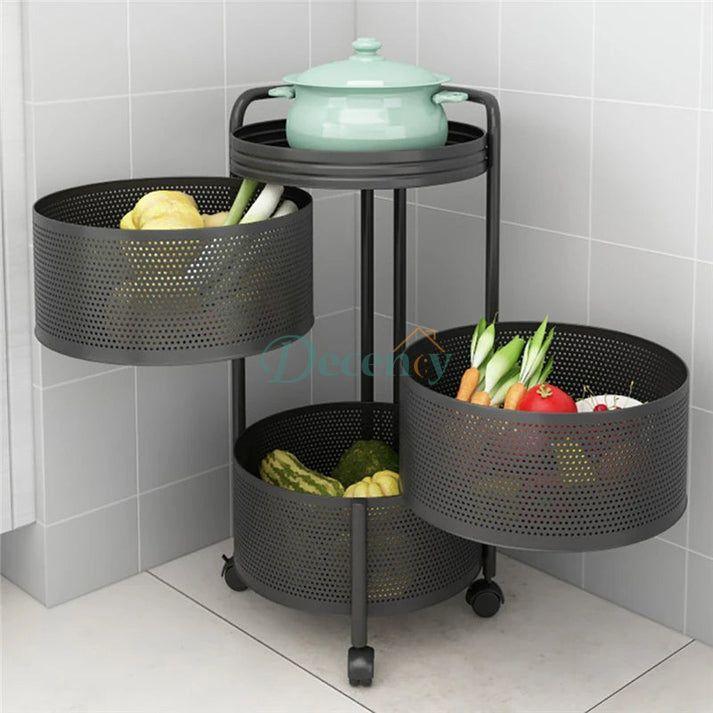 Kitchen Vegetable Rotating Trolley | Square Shape - Decency