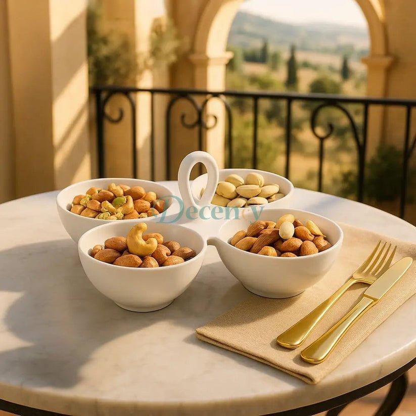 4-Section Kitchen Serving Tray with Handle