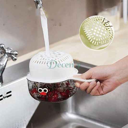 Double Layer Drain Basket – Cute Handle 2-in-1 Vegetable & Fruit Washer