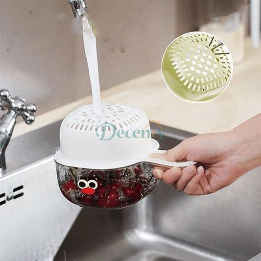 Double Layer Drain Basket – Cute Handle 2-in-1 Vegetable & Fruit Washer