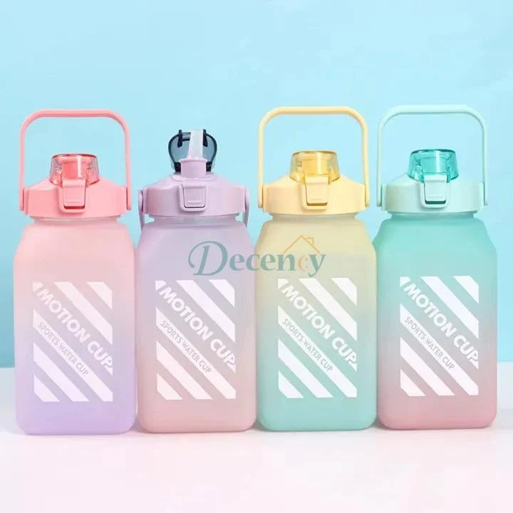 1500ml water bottle gradient design botol air cute portable scale bottle