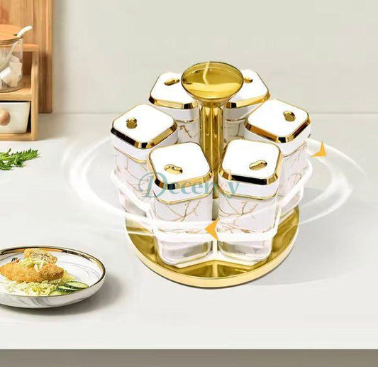 6 Pcs Rotating Spice Jars Organizer