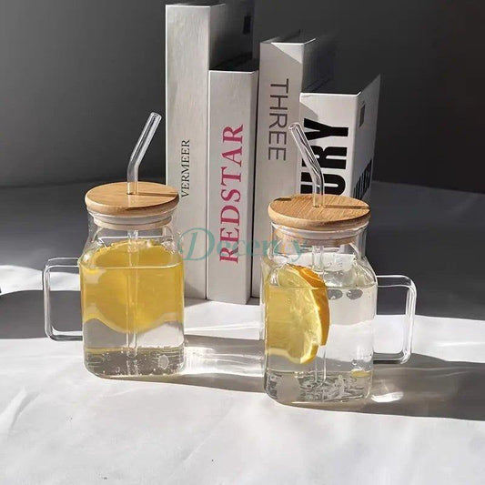 Square Glass Tumbler With Handle