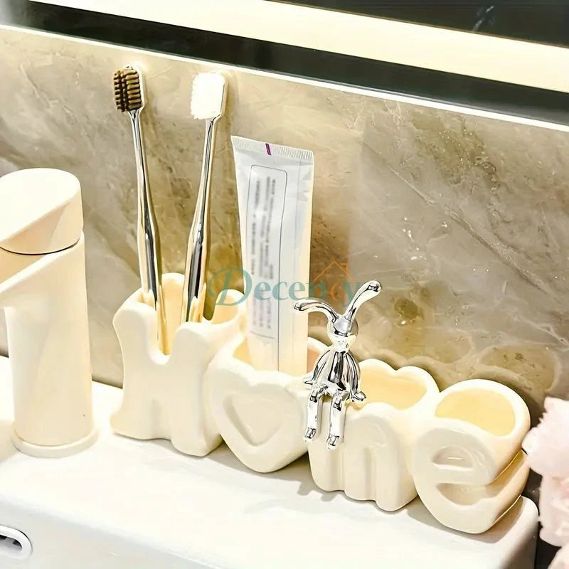 Creative Ceramic Toothbrush Holder – Minimalist Bathroom Organizer