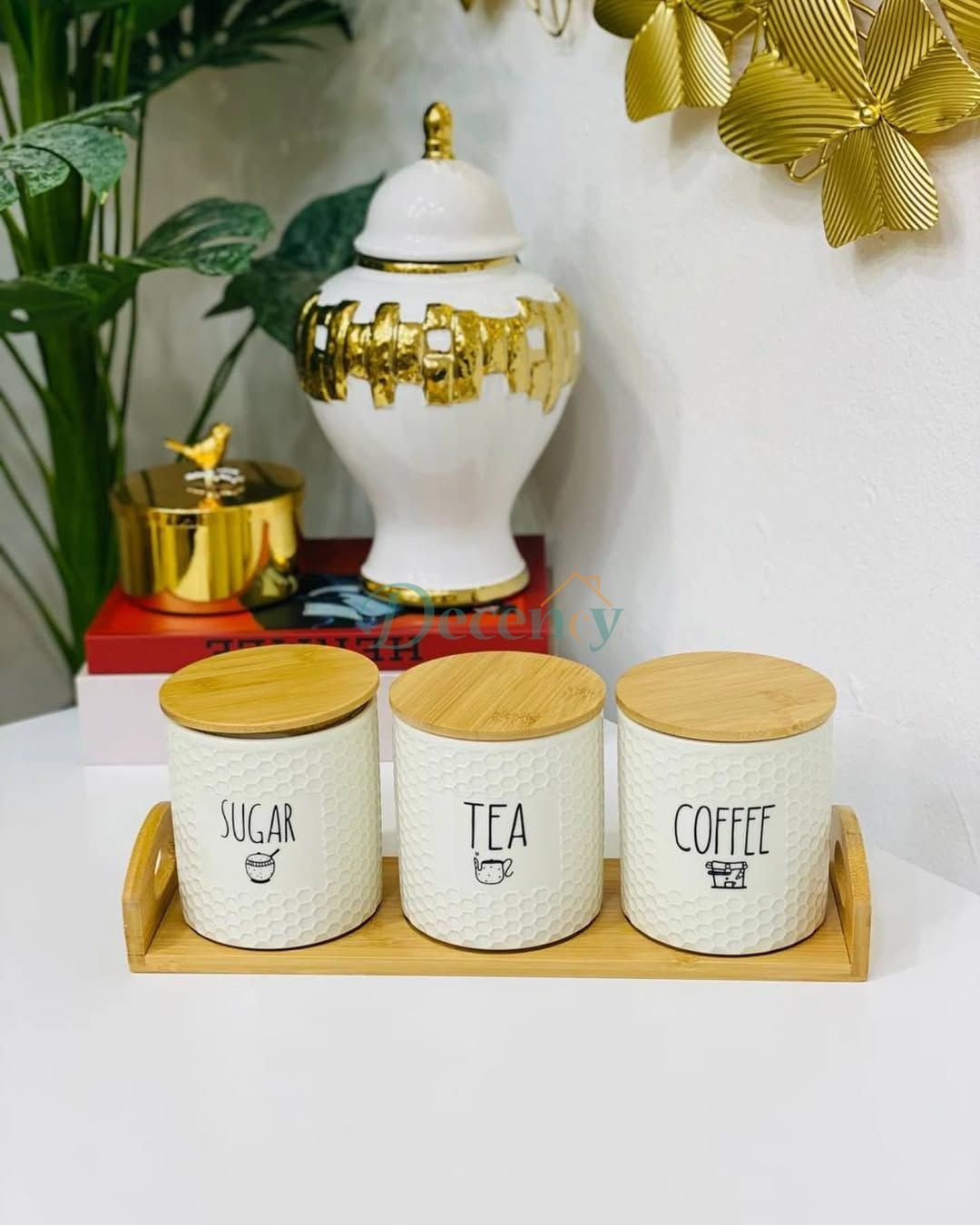 Modern Design Sugar Tea and Coffee Jar Set ( 01 )