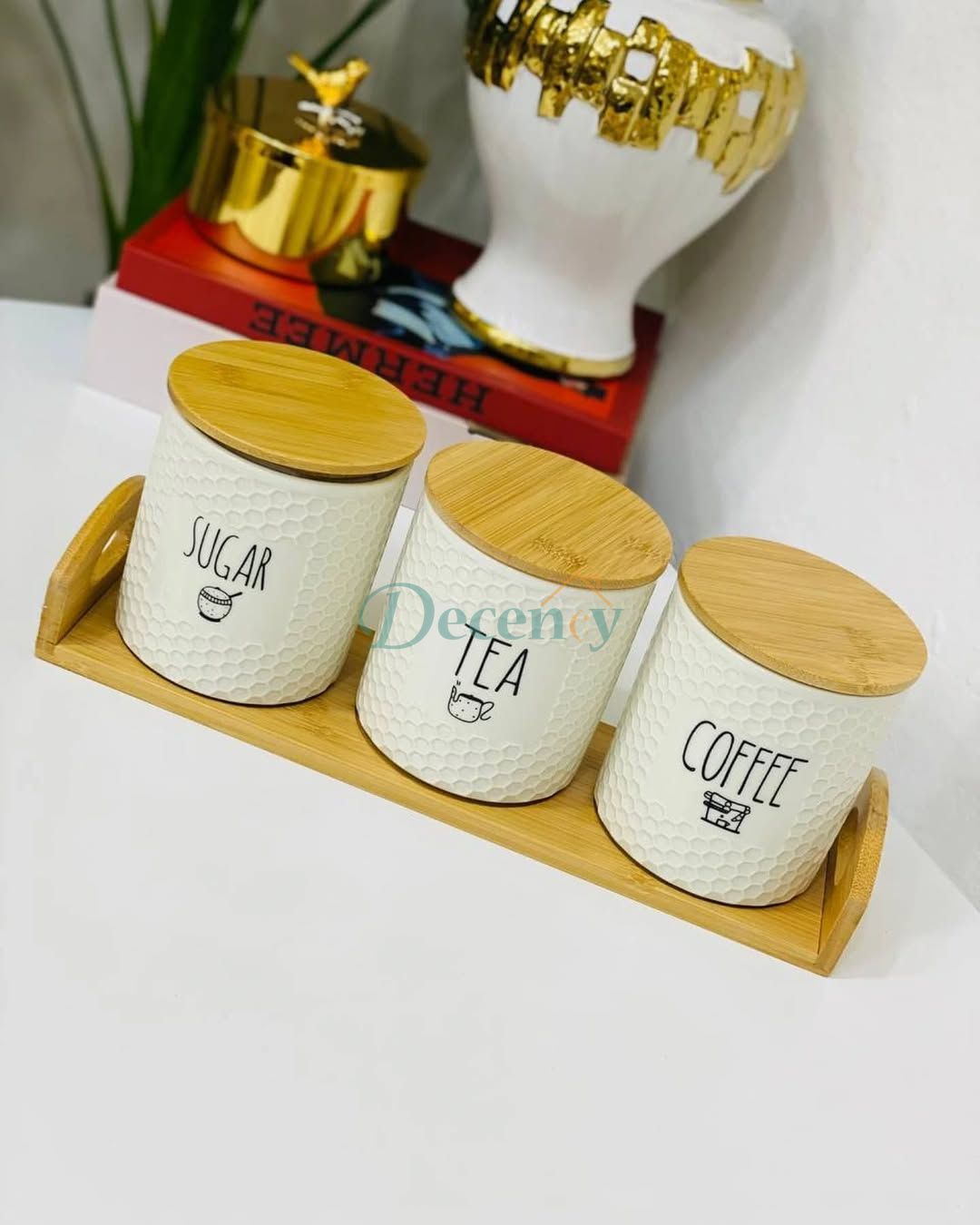 Modern Design Sugar Tea and Coffee Jar Set ( 01 )