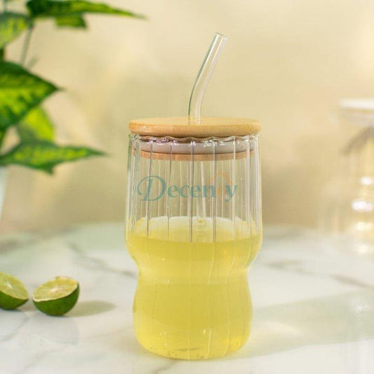 New Design Straw Glass Tumbler with Lid