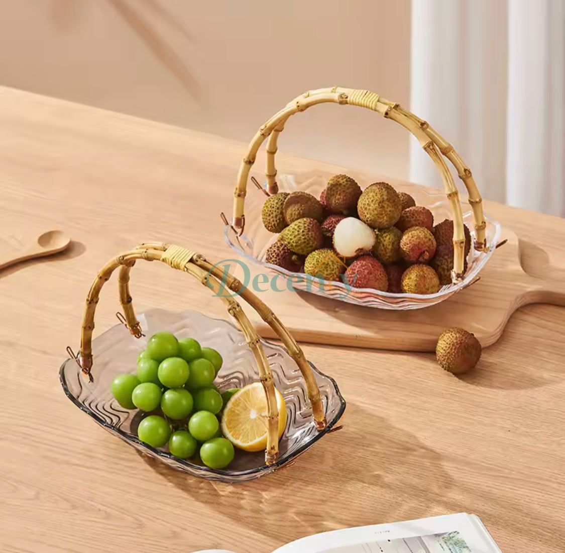 Transparent Acrylic Fruit Tray With Handle