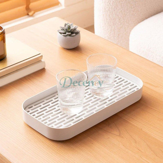Double Layer Plastic Tea Tray with Drain Holes – Non-Slip Multi-Purpose Tray