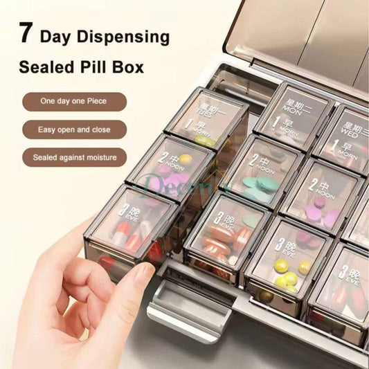 Portable 21 Grids Medicine Container Box