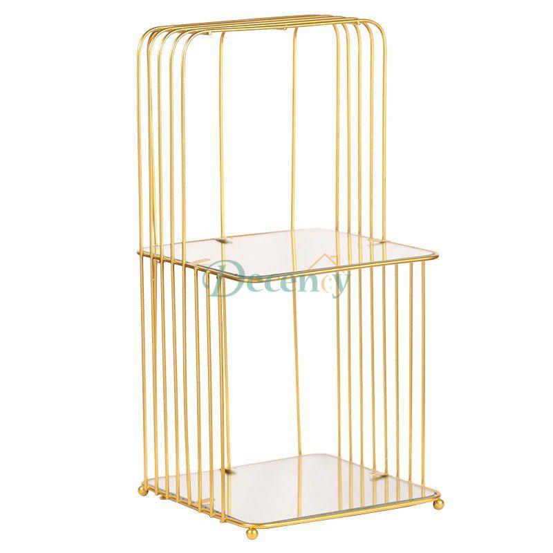 New Style Metal Brass Cosmetic Organizer with Mirror Shelves - Decency