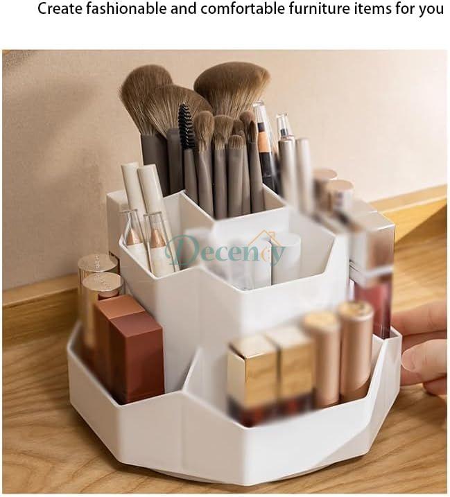 Chic Rotating Makeup Organizer 360° Rotating Storage for Cosmetics and Brushes