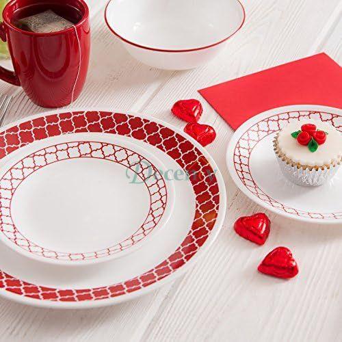 Corelle Crimson Trellis 18-piece Dinnerware Set