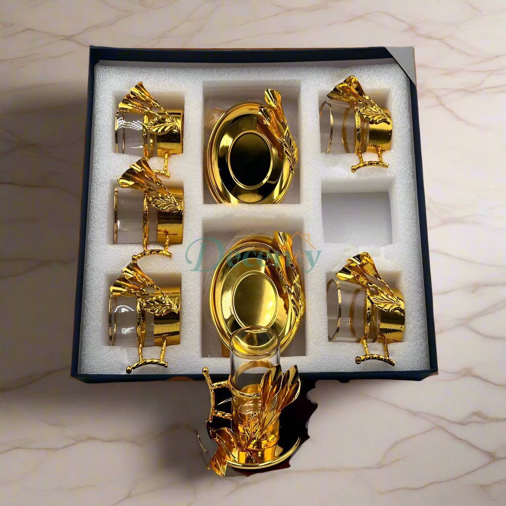 Arabic Qahwa glass set 12 piece tea and coffee glass set premium Arabic coffee cups traditional Qahwa serving glasses heat-resistant tea glasses set