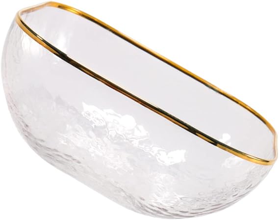 1 Pcs Crytal Fruit Vegetables Bowl Large Gold Rimmed