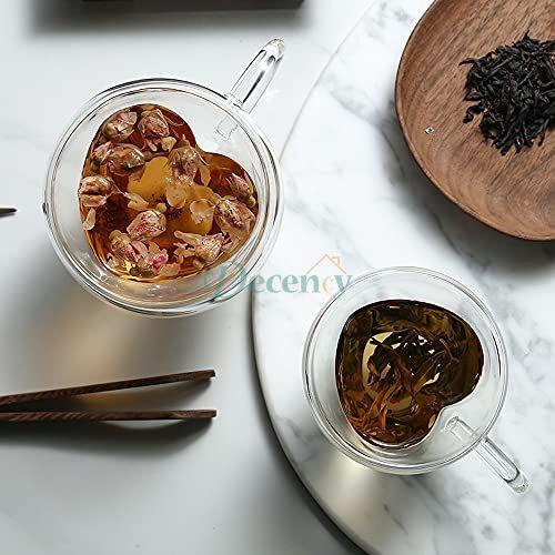 Heart Shaped Double Wall Glass Coffee Cup