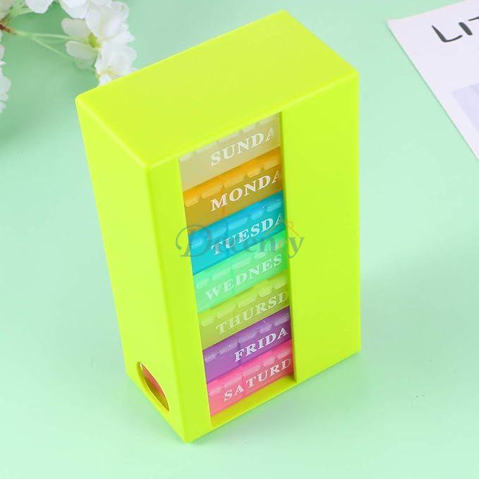21- Grids Pill Box Simple Medicine Box Pills Container Green