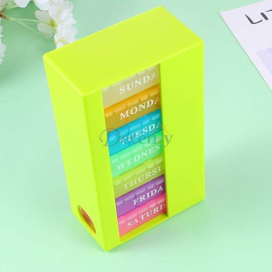 21- Grids Pill Box Simple Medicine Box Pills Container Green