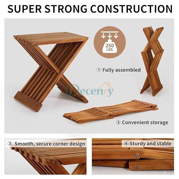 Bamboo Foldable Waterproof Bathroom Stool