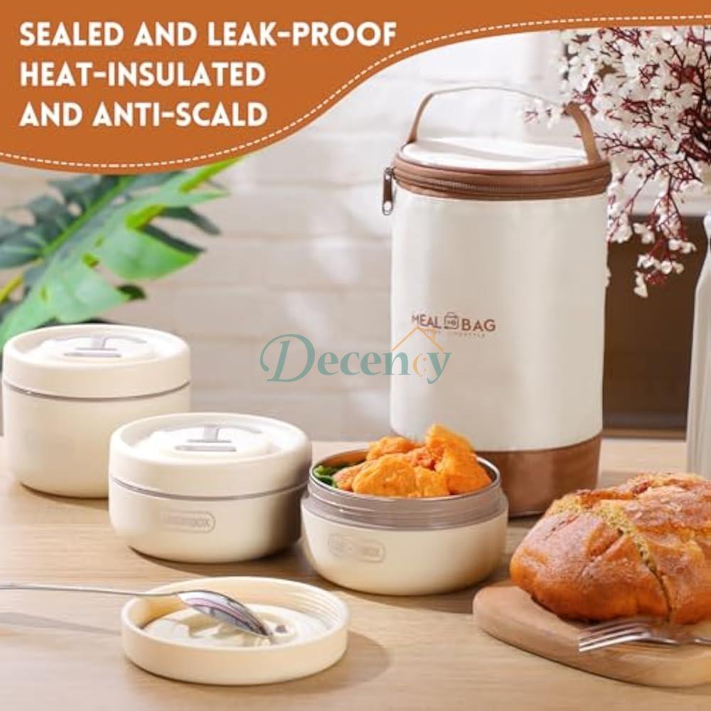 3 Pcs Portable Insulated Lunch Container Set