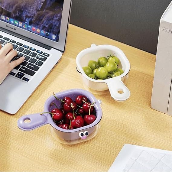Double Layer Drain Basket – Cute Handle 2-in-1 Vegetable & Fruit Washer