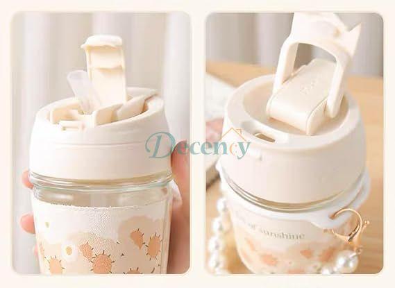 Water Cup with Pearl Bracelet and Straw