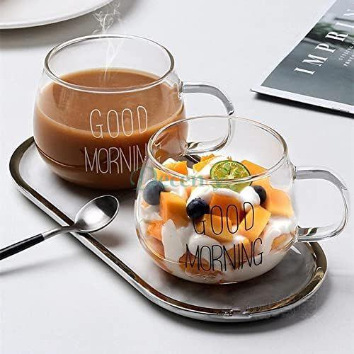Clear Coffee Cup Cereal Glass Cup Good Morning Mug