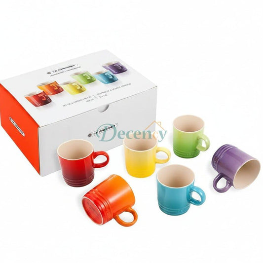 Le Creuset Rainbow Coffee Mug Set (Stoneware, 350ml, 6 Pcs)