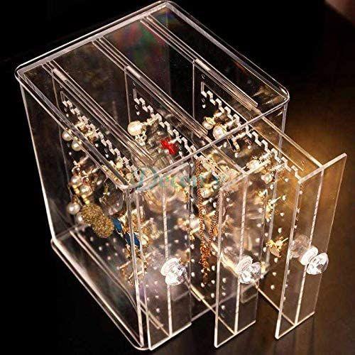Acrylic Women's Earrings Jewelry Display Stand Rack, Organizer Storage Box, Drawers Design Rack Holder - Decency