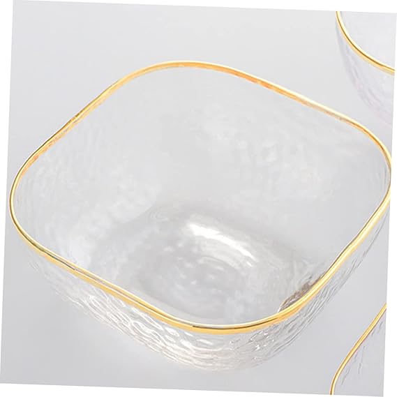 1 Pcs Crytal Fruit Vegetables Bowl Large Gold Rimmed