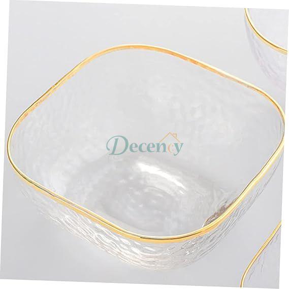 1 Pcs Crytal Fruit Vegetables Bowl Large Gold Rimmed