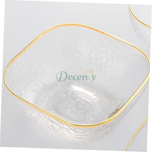 1 Pcs Crytal Fruit Vegetables Bowl Large Gold Rimmed