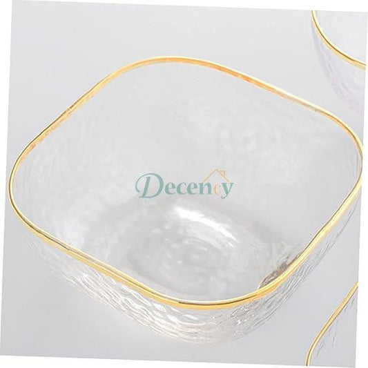 1 Pcs Crytal Fruit Vegetables Bowl Large Gold Rimmed