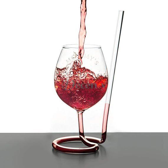 Cocktail Glass with Straw Wine Glass