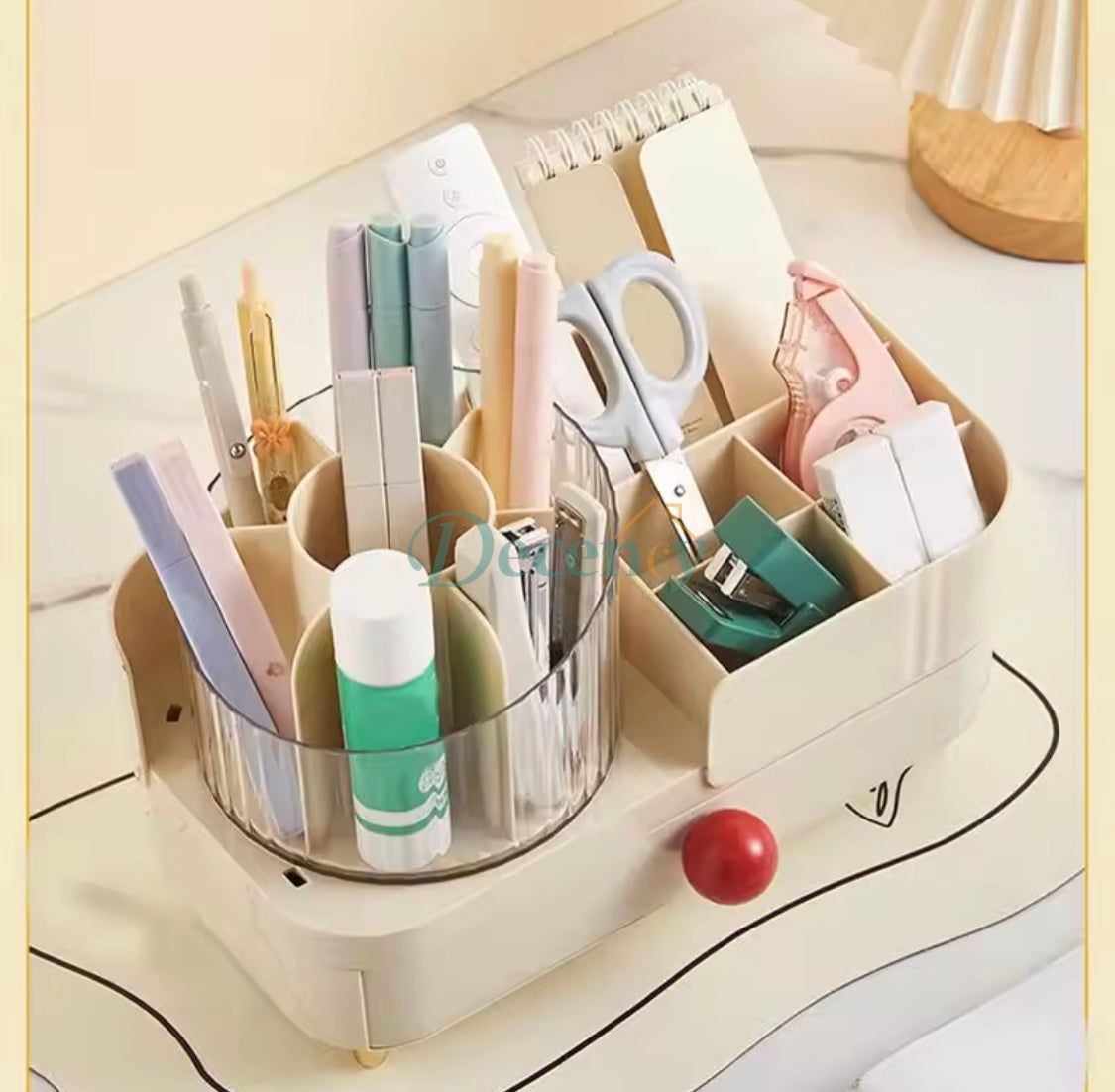 Cosmetic Storage Holder With Rotating Makeup Brush Holder