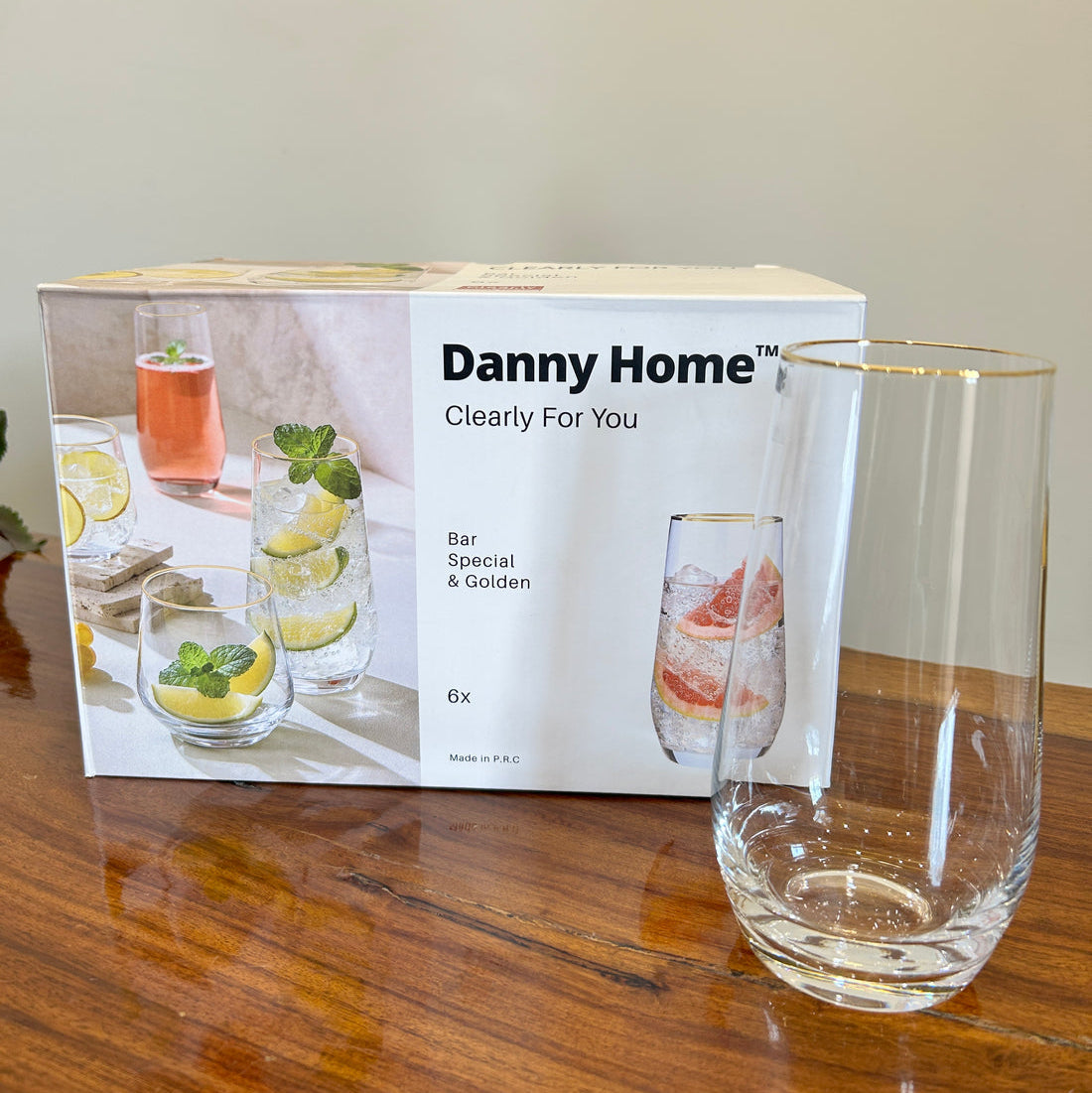 Danny Home Golden Bar Glass 6Pcs (550ml)