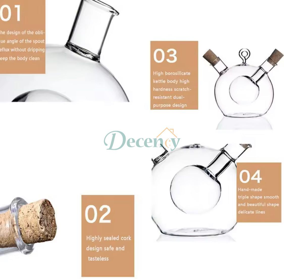 2 In 1 Glass Oil Bottle