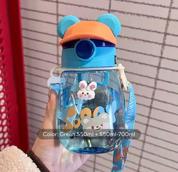 550ml Water Bottle with Straw and Strap