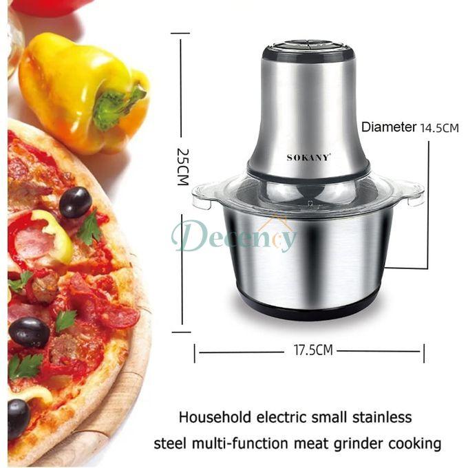 Meat Grinder Chopper 3L ,Electric Stainless Steel Meat Chopper, Silver - Decency