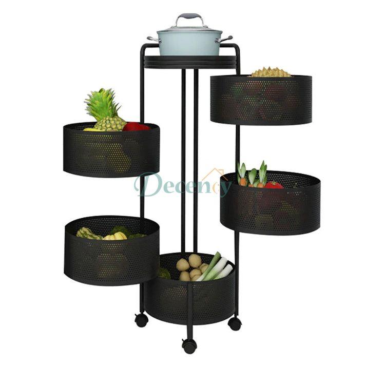 Kitchen Vegetable Rotating Trolley | Square Shape - Decency