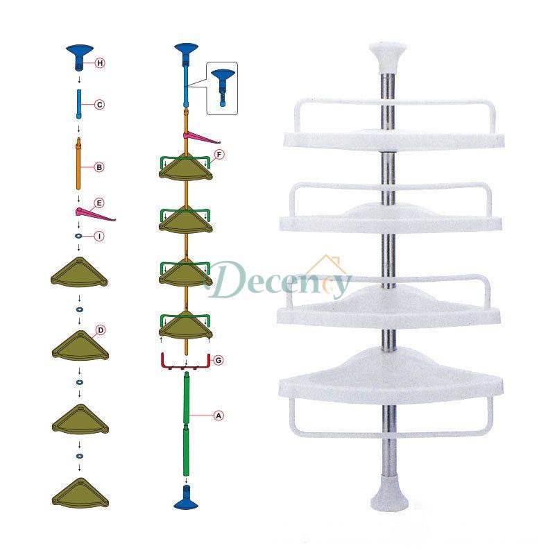 4-Layer Corner Shelf – Suction Wall Rack for Bathroom & Kitchen Maximize Space. No Drills. No Mess.