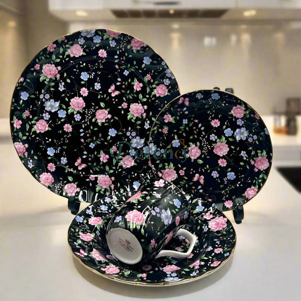 Royal Albert 24-Piece Breakfast Set (4 Persons) Elegant Floral Porcelain Set | Timeless Royal Albert Design | Perfect for Morning Gatherings