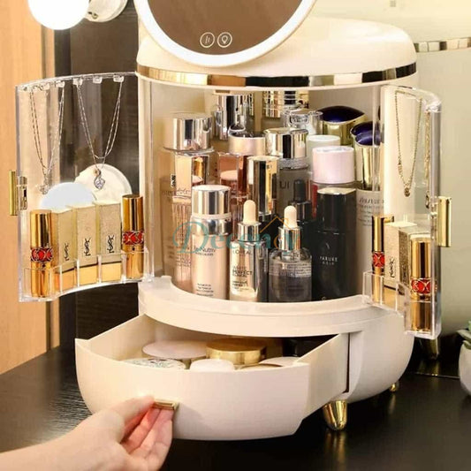 Cosmetic organizer With LED mirror