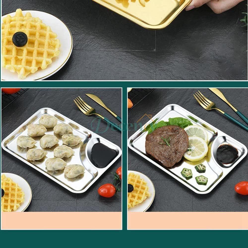 LuxeGold & Silver Rectangular Snack & Dip Tray