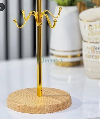 Luxury Golden Mug Rack Stand with 6 Hooks for Kitchen Countertop in Pakistan