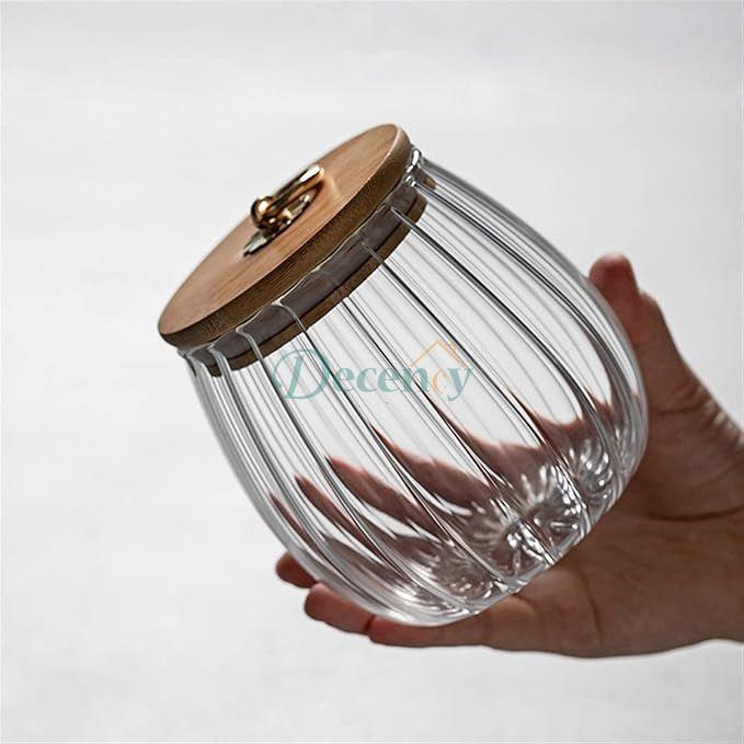 Glass Storage Jars with Bamboo Lids โ Airtight Oval Canisters for Cookies