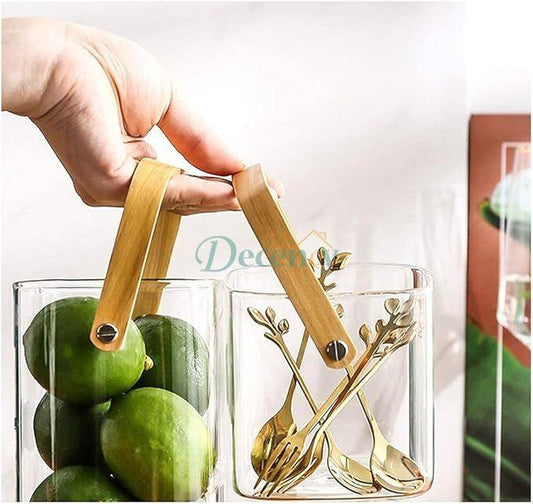 Glass Ice Bucket Fruit Bucket With Handle